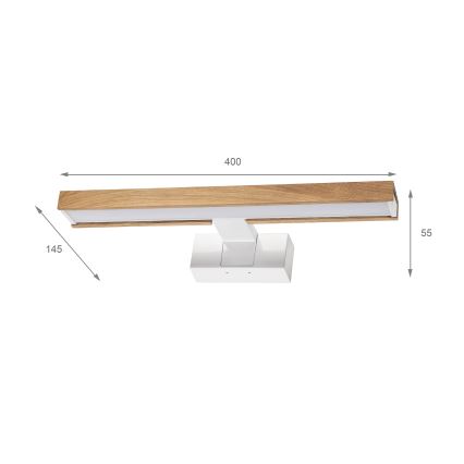 Brilagi - WOODY MIRROR 3-ühes LED-vannitoa peegli valgustus LED/8W/230V 40 cm IP44 valge/tamm