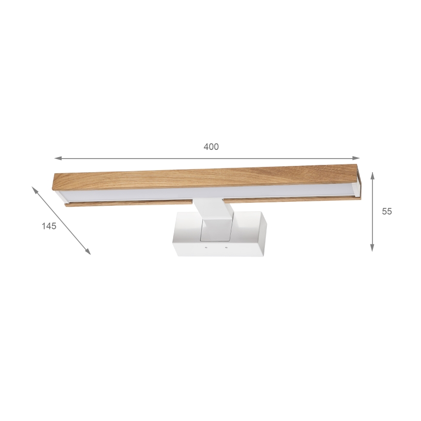 Brilagi - WOODY MIRROR 3-ühes LED-vannitoa peegli valgustus LED/8W/230V 40 cm IP44 valge/tamm