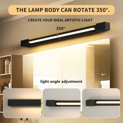 Brilagi - LED vannitoa peeglivalgusti AQUA LINE LED/18W/230V 60 cm IP44 must CRI 90