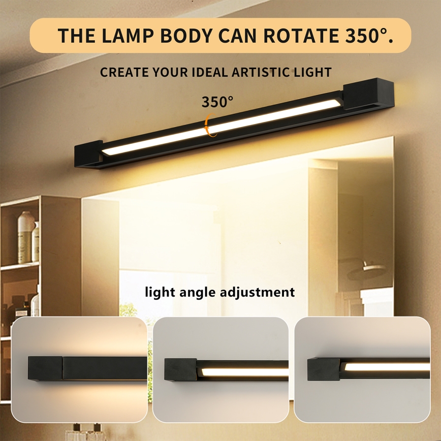 Brilagi - LED vannitoa peeglivalgusti AQUA LINE LED/18W/230V 60 cm IP44 must CRI 90