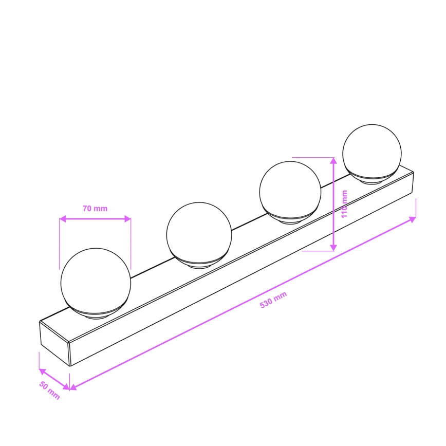 Brilagi - LED-vannitoa peegli valgusti HOLLYWOOD 4xLED/3W/230V 53 cm IP44 must