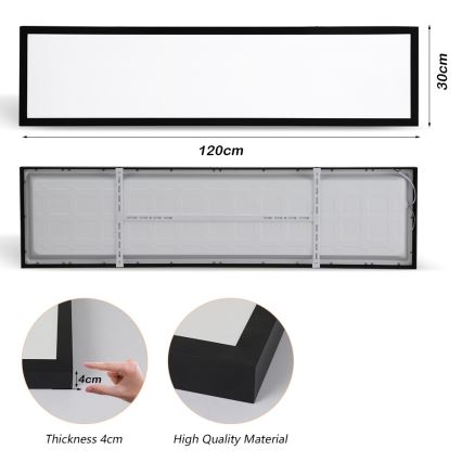 Brilagi - LED vannitoa laelamp FRAME LED/50W/230V 120x30 cm 3000/4000/6000K IP44 must