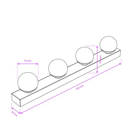 Brilagi - LED-vannitoa peegli valgusti HOLLYWOOD 4xLED/3W/230V 53 cm IP44 kuldne