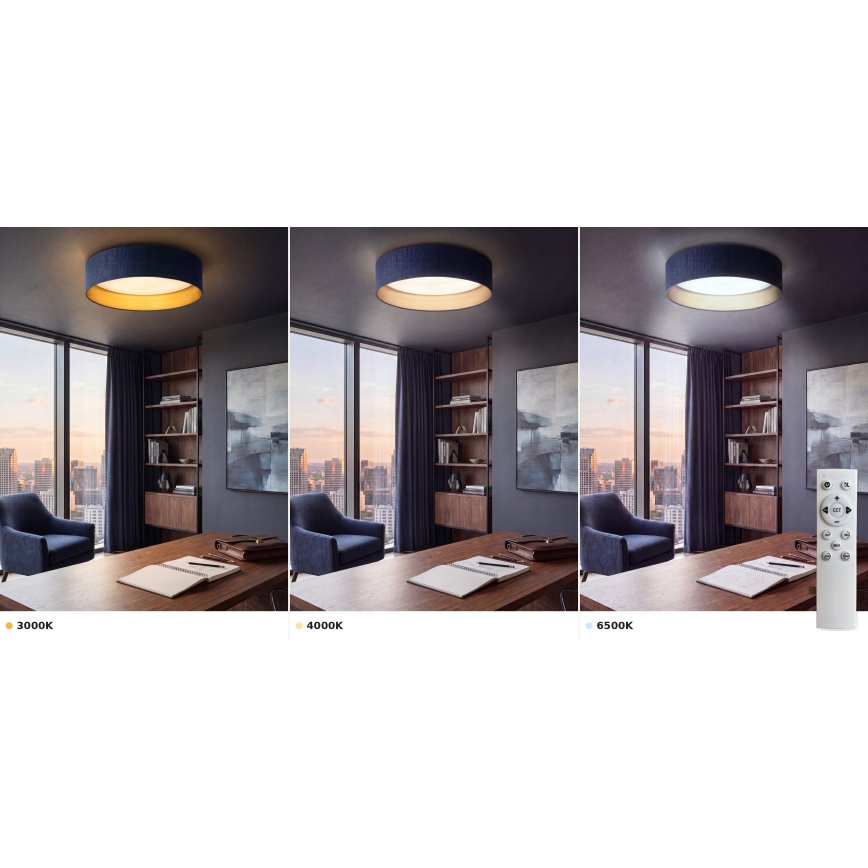 Brilagi - LED hämardatav laevalgusti VELVET SMART VARI LED/36W/230V 3000-6500K läbimõõt 55 cm sinine/kuldne + kaugjuhtimispult