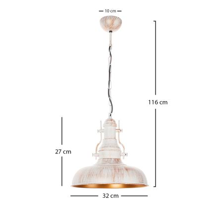 Brilagi - Lühter ahelaga PYRONIC 1xE27/40W/230V läbimõõt 32 cm kreemjas/patina