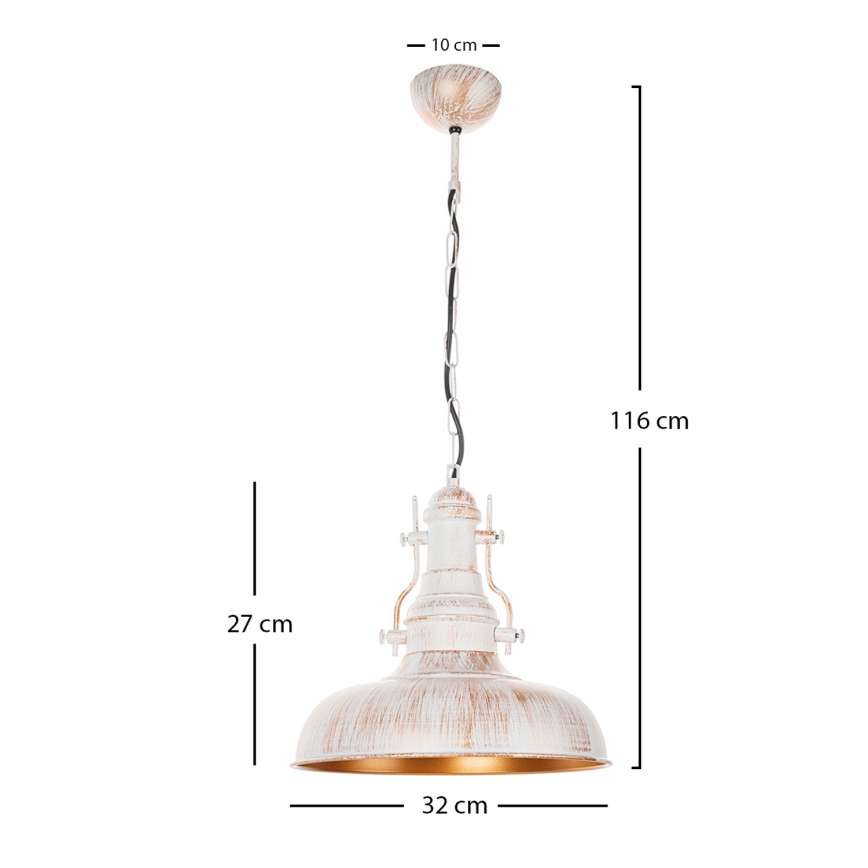 Brilagi - Lühter ahelaga PYRONIC 1xE27/40W/230V läbimõõt 32 cm kreemjas/patina