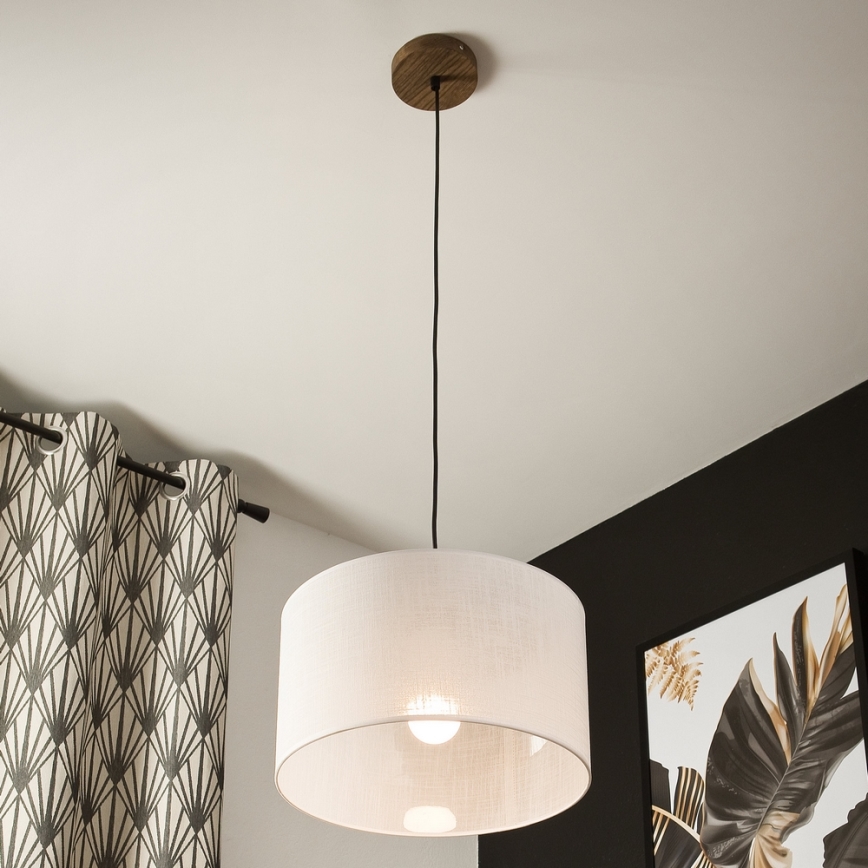 Brilagi - Lühter ANTHONY 1xE27/60W/230V tamm pähklipuu/valge