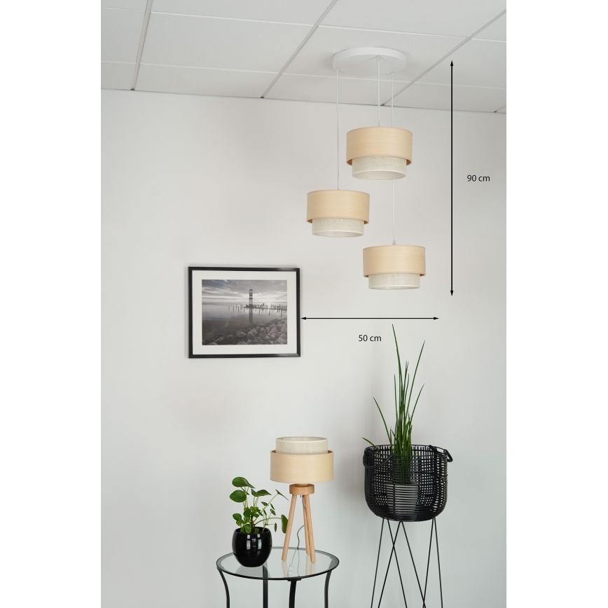 Brilagi - Lühter ARIZONA BOHO 3xE27/15W/230V beež/valge