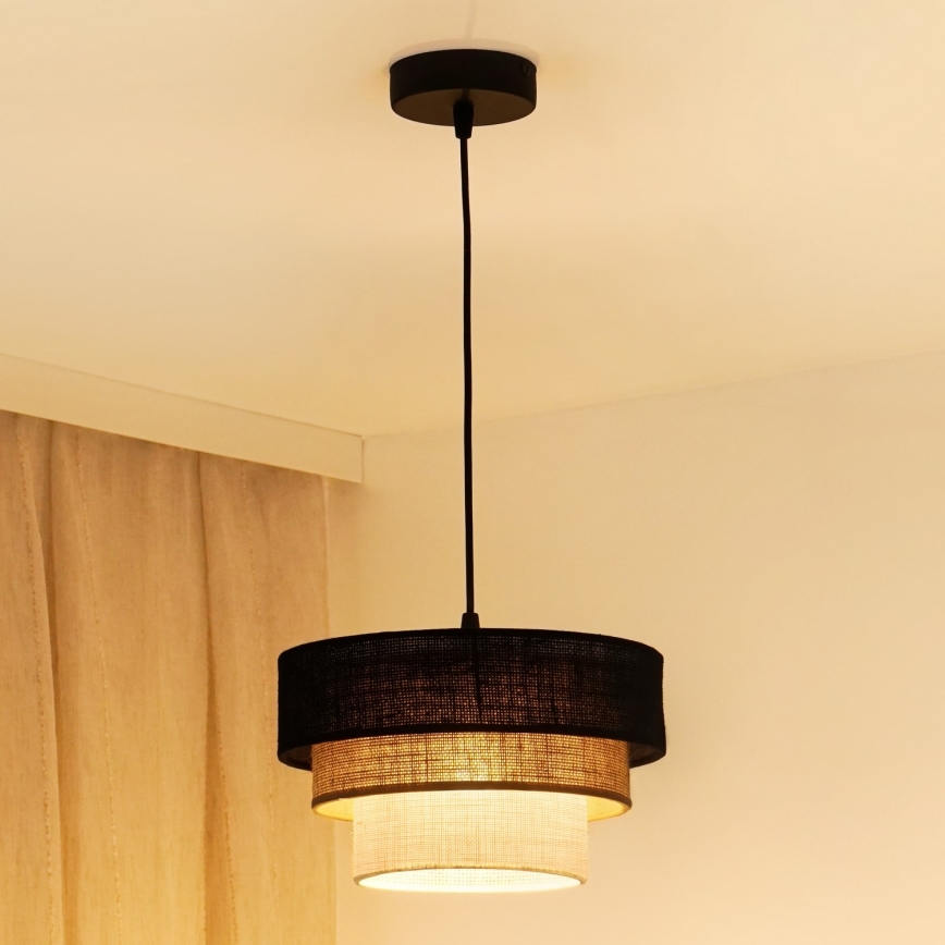 Brilagi - Lühter ASPEN LUNETA 1xE27/15W/230V d. 25 cm must/beež/kreemikas
