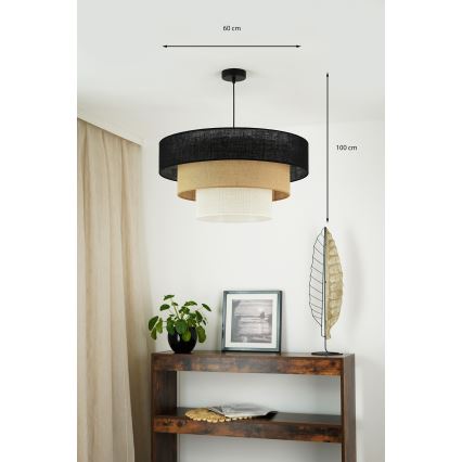 Brilagi - Lühter ASPEN LUNETA 1xE27/15W/230V d. 60 cm must/beež/kreemikas