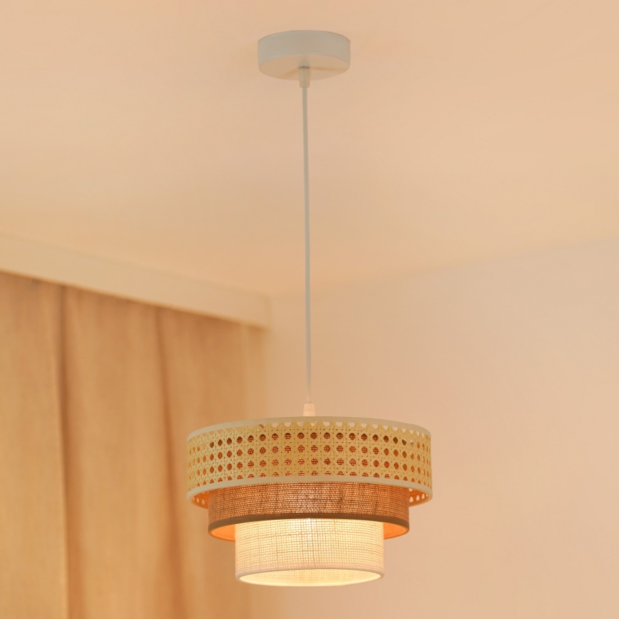 Brilagi - Lühter CEDAR LUNETA 1xE27/15W/230V d. 25 rotang/pruun/kreemikas