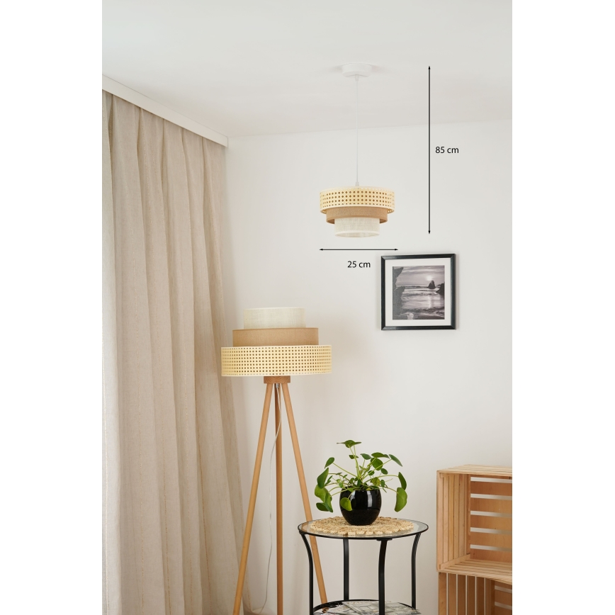 Brilagi - Lühter CEDAR LUNETA 1xE27/15W/230V d. 25 rotang/pruun/kreemikas