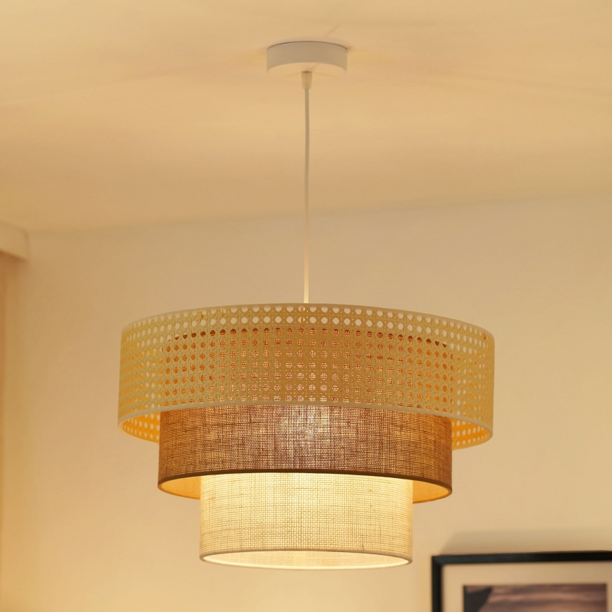 Brilagi - Lühter CEDAR LUNETA 1xE27/15W/230V d. 45 cm rotang/pruun/kreemikas