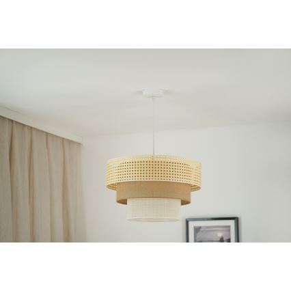 Brilagi - Lühter CEDAR LUNETA 1xE27/15W/230V d. 45 cm rotang/pruun/kreemikas