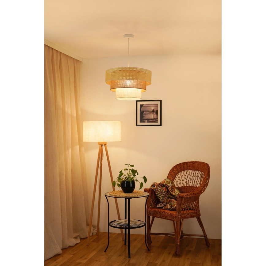 Brilagi - Lühter CEDAR LUNETA 1xE27/15W/230V d. 45 cm rotang/pruun/kreemikas