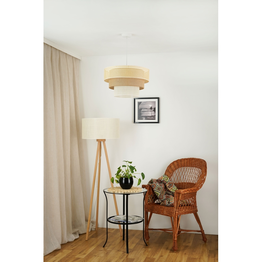 Brilagi - Lühter CEDAR LUNETA 1xE27/15W/230V d. 45 cm rotang/pruun/kreemikas