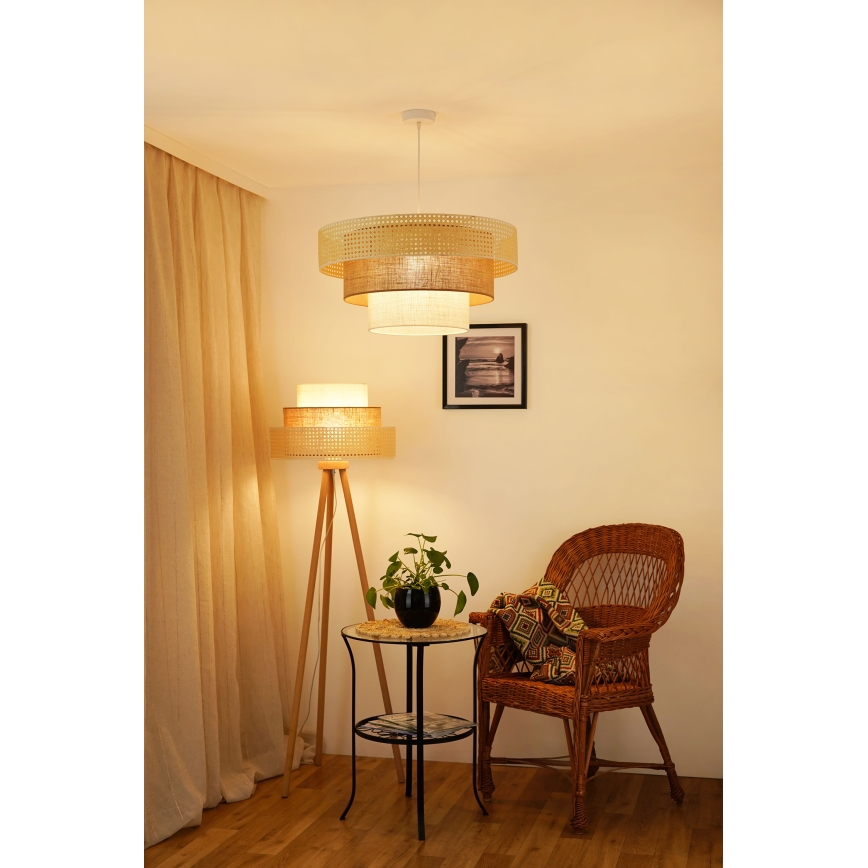Brilagi - Lühter CEDAR LUNETA 1xE27/15W/230V d. 60 rotang/pruun/kreemikas