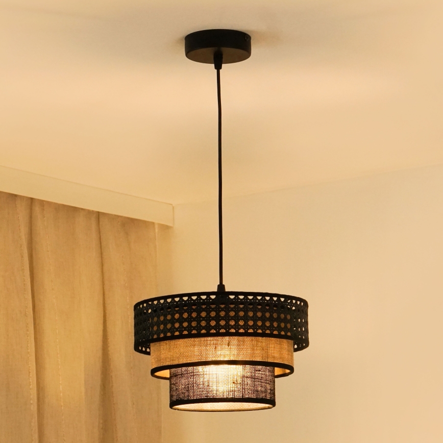 Brilagi - Lühter DAKOTA LUNETA 1xE27/15W/230V d. 25 cm must/rotang