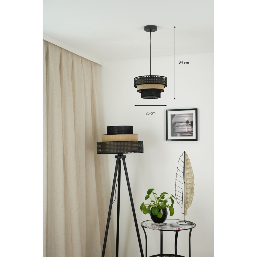 Brilagi - Lühter DAKOTA LUNETA 1xE27/15W/230V d. 25 cm must/rotang