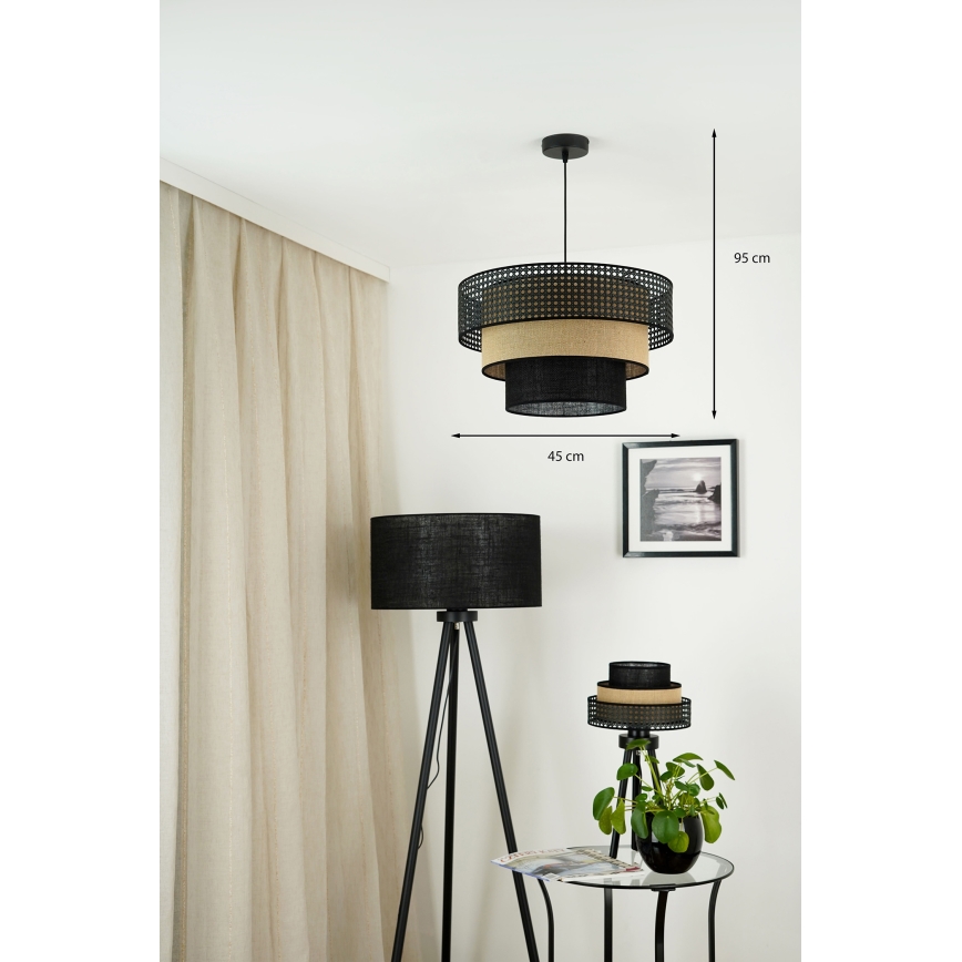 Brilagi - Lühter DAKOTA LUNETA 1xE27/15W/230V d. 45 cm must/rotang