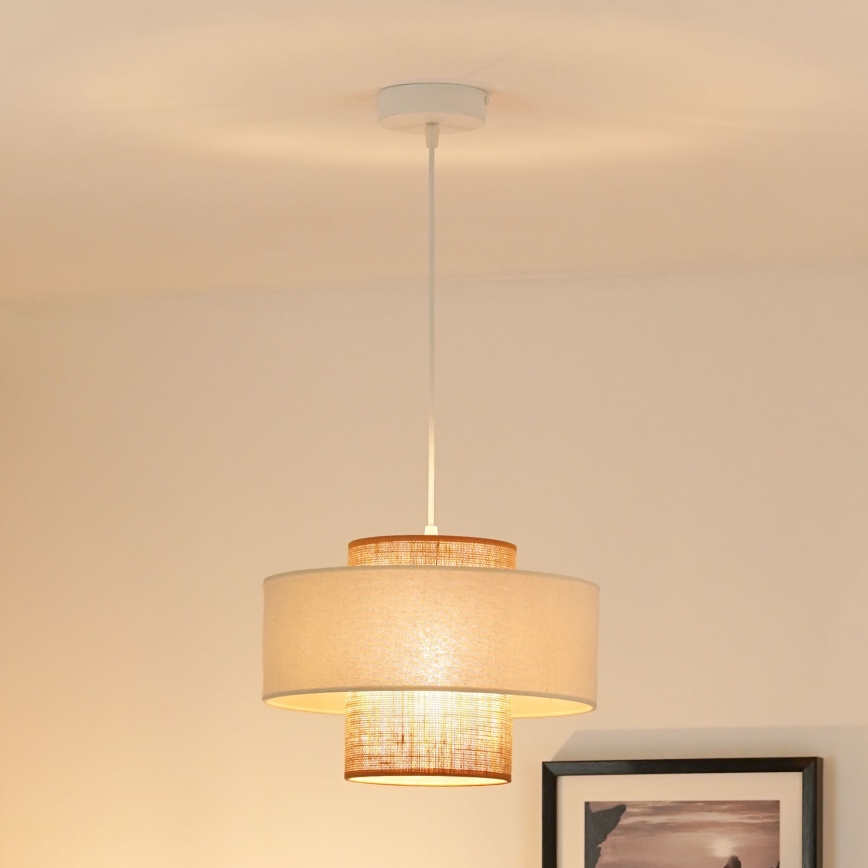 Brilagi - Lühter DALLAS 1xE27/15W/230V d. 30 cm pruun/kreemikas/valge