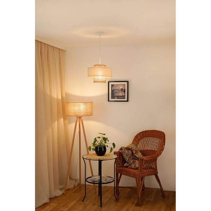 Brilagi - Lühter DALLAS 1xE27/15W/230V d. 30 cm pruun/kreemikas/valge