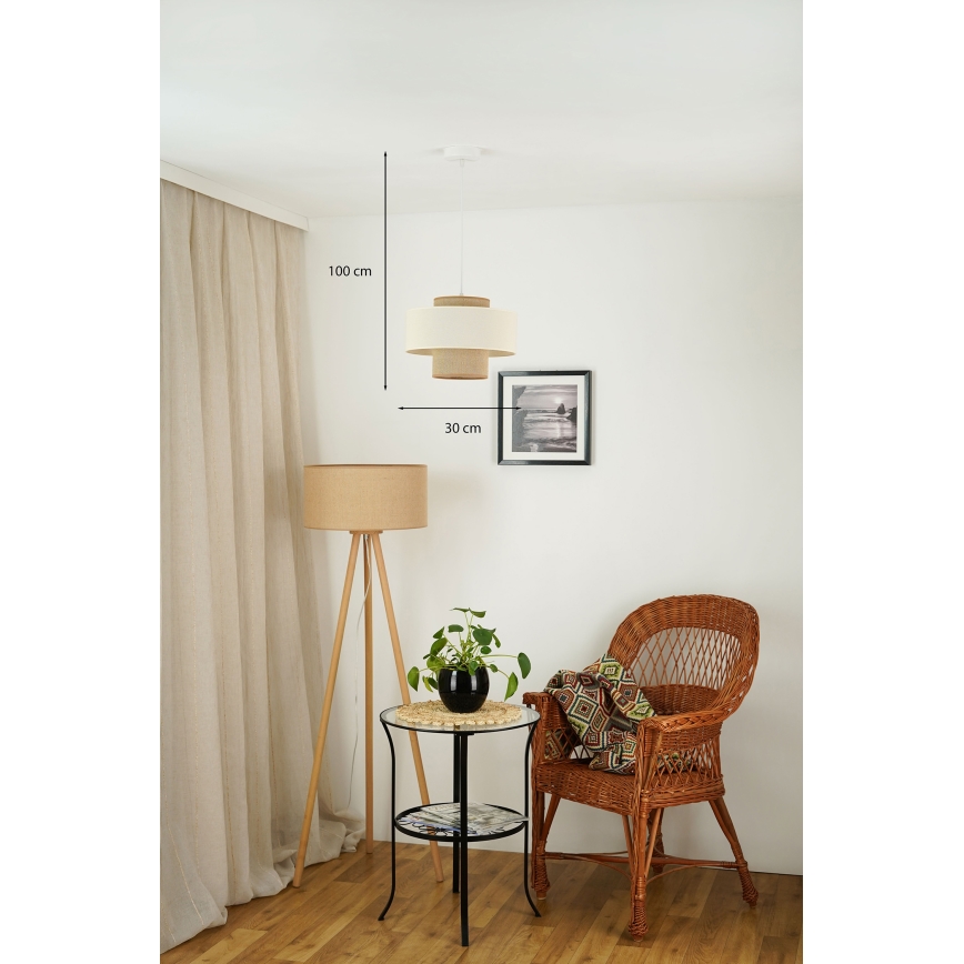 Brilagi - Lühter DALLAS 1xE27/15W/230V d. 30 cm pruun/kreemikas/valge