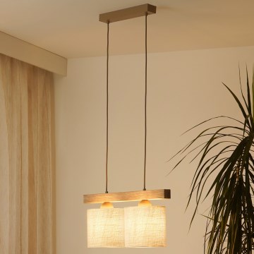 Brilagi - Lühter FOREST 2xE27/15W/230V mänd/pruun/kreemikas