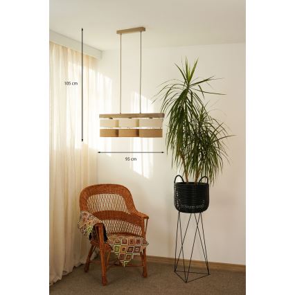 Brilagi - Lühter FOREST 3xE27/15W/230V mänd/beež/kreemikas