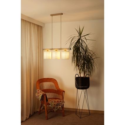 Brilagi - Lühter FOREST 3xE27/15W/230V mänd/pruun/kreemikas