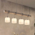 BRILAGI - Lühter kaablil WOOD GLASS 4xE27/60W/230V mänd/hall/valge