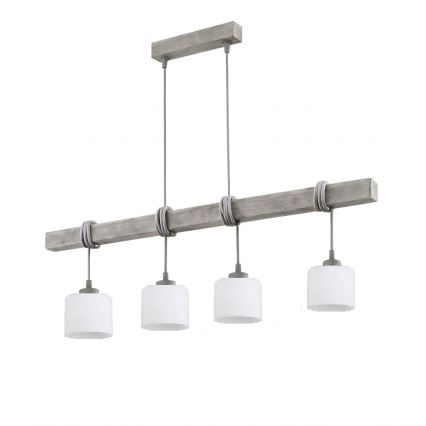 BRILAGI - Lühter kaablil WOOD GLASS 4xE27/60W/230V mänd/hall/valge