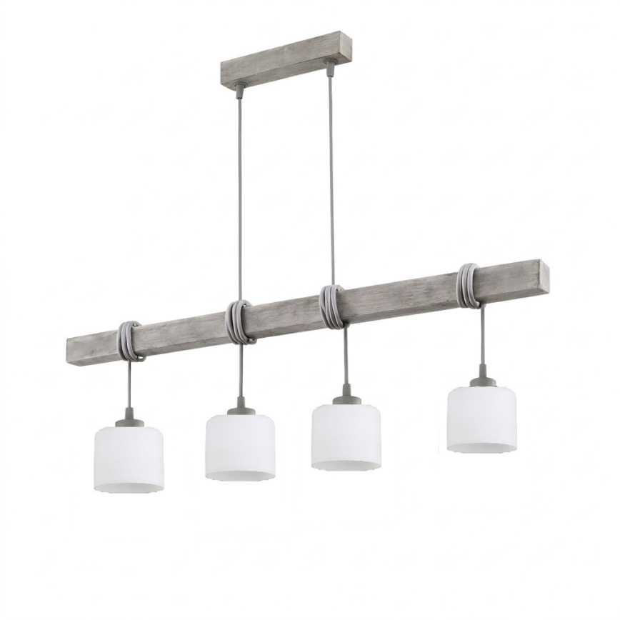 BRILAGI - Lühter kaablil WOOD GLASS 4xE27/60W/230V mänd/hall/valge