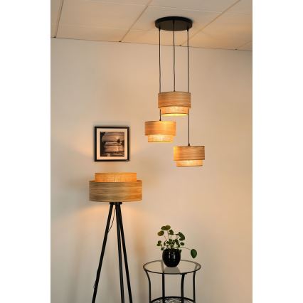 Brilagi - Lühter MONTANA BOHO 3xE27/15W/230V pruun/must