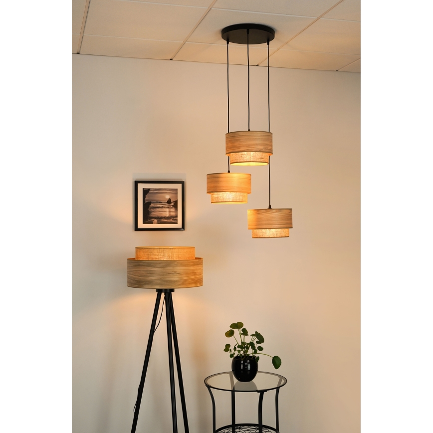 Brilagi - Lühter MONTANA BOHO 3xE27/15W/230V pruun/must