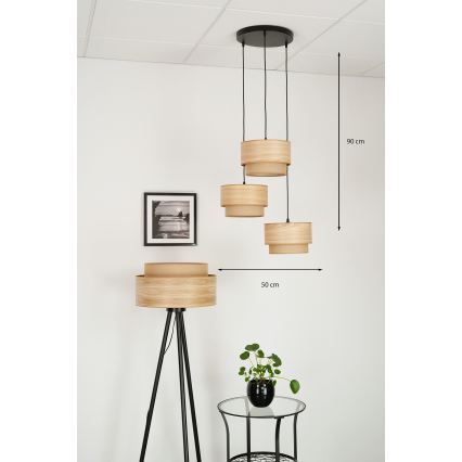 Brilagi - Lühter MONTANA BOHO 3xE27/15W/230V pruun/must