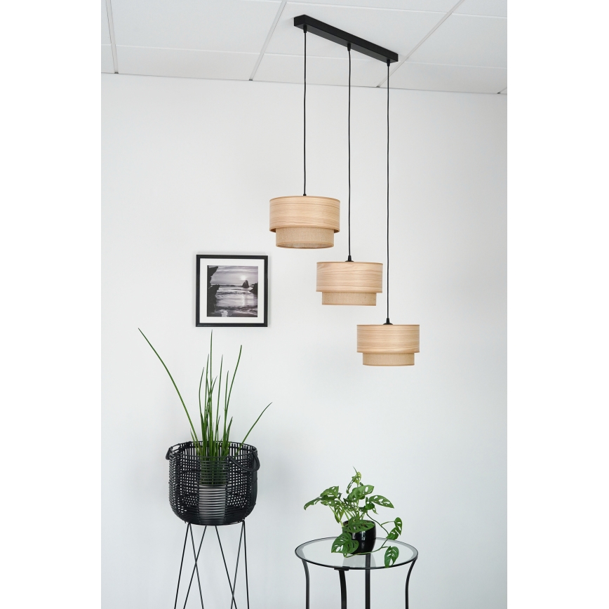 Brilagi - Lühter MONTANA BOHO 3xE27/15W/230V pruun/must