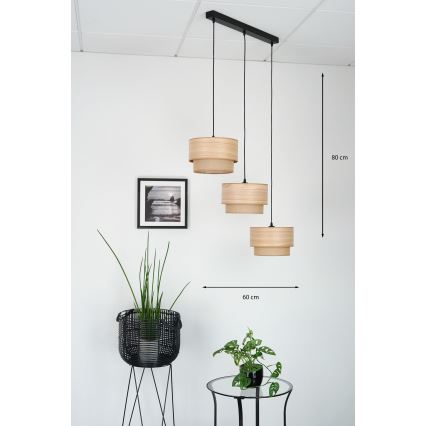 Brilagi - Lühter MONTANA BOHO 3xE27/15W/230V pruun/must