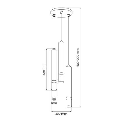 Brilagi - Lühter POKER 3xGU10/25W/230V beež/kuldne