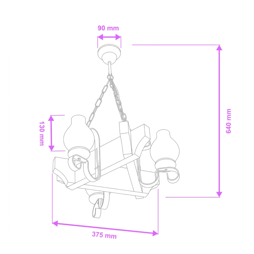 Brilagi - Lühter QUEEN 3xE14/40W/230V pöök/pähkel