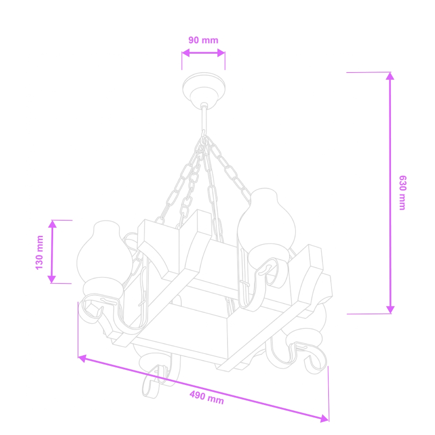 Brilagi - Lühter QUEEN 4xE14/40W/230V pöök/pähkel