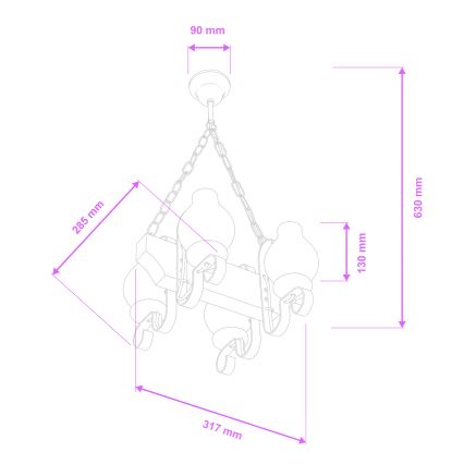 Brilagi - Lühter QUEEN 4xE14/40W/230V pöök/pähkel