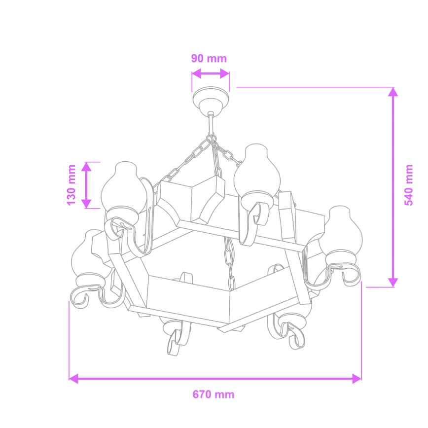 Brilagi - Lühter QUEEN 6xE14/40W/230V pöök/pähkel