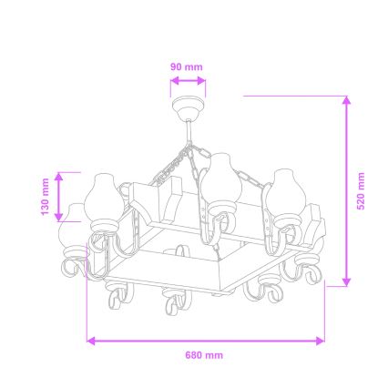 Brilagi - Lühter QUEEN 8xE14/40W/230V pöök