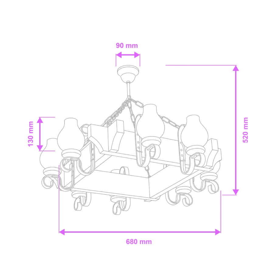 Brilagi - Lühter QUEEN 8xE14/40W/230V pöök/pähkel