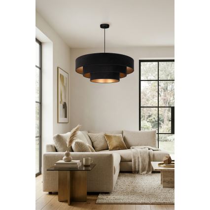 Brilagi - Lühter riputuskaabliga LUNETA 3xE27/60W/230V, läbimõõt 80 cm, must/kuldne