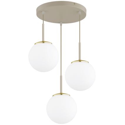 Brilagi - lühter riputuskaabliga MILO ECRU 3xE27/60W/230V beež/kuldne