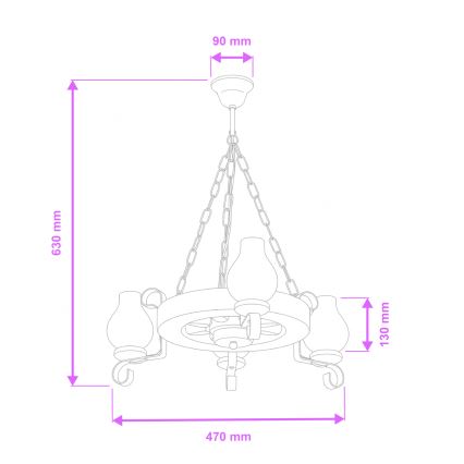 Brilagi - Lühter ROATA 3xE14/40W/230V pöök/pähkel