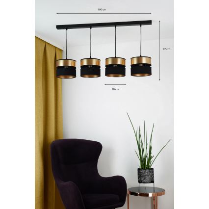 Brilagi - Lühter ROYAL 4xE27/15W/230V must/kuldne