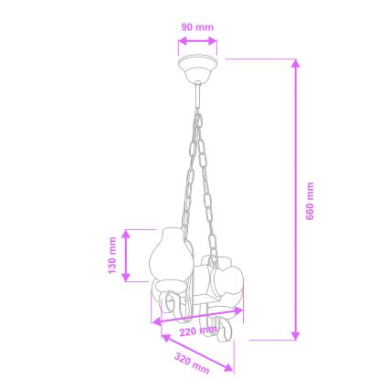 Brilagi - Lühter RUSTIC 2xE14/40W/230V pöök
